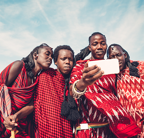 tribe using smartphone