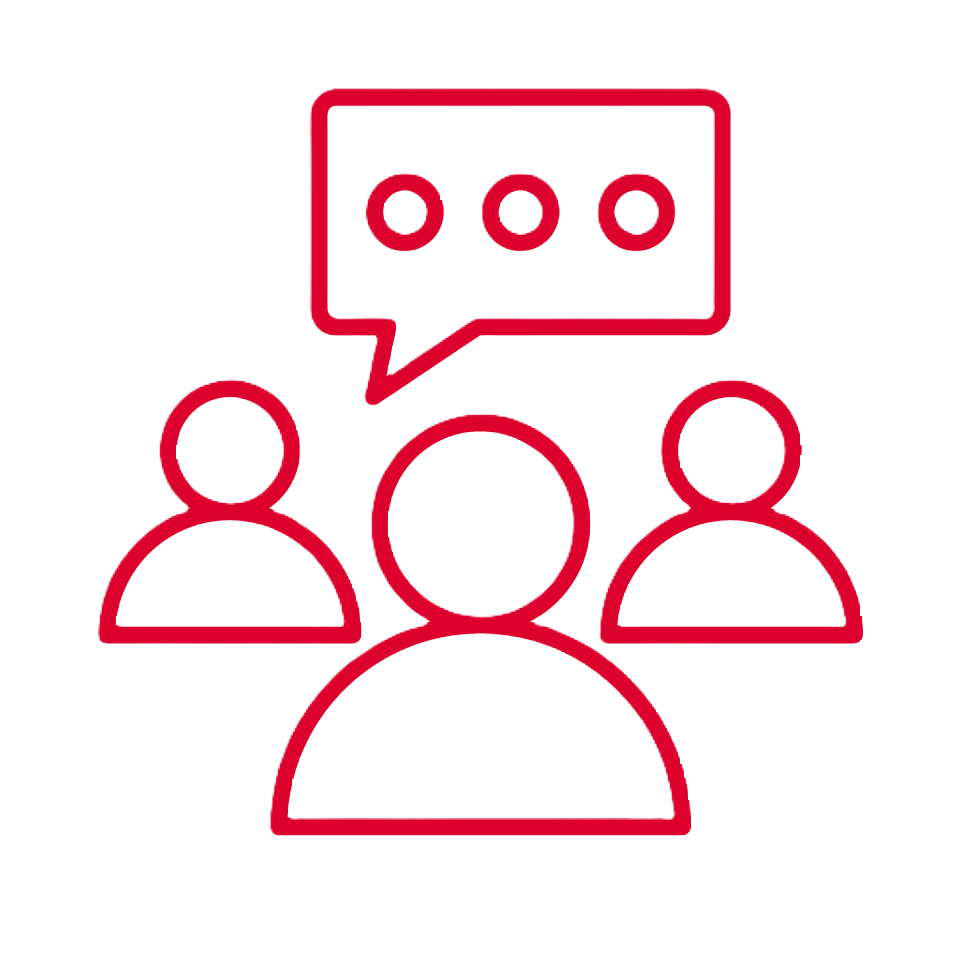 red people with speech bubble 