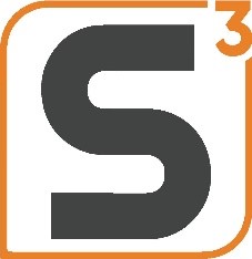 A black and orange logo.